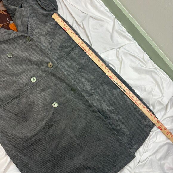 Gudrun Sjoden Gray Corduroy Coat Jacket Button Up Lagenlook Boho Size M - Picture 14 of 16